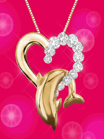 Pendentif coeur diamant dauphin