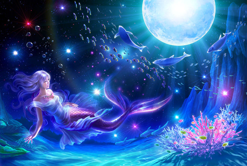 Sirène gracieuse un soir de pleine lune