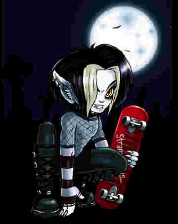 Garcon vampire et skate board