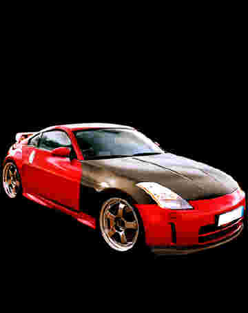 Voiture tuning rouge noire