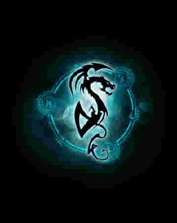 Dragon tribal au milieu d'un cercle bleu