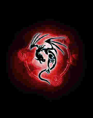 Dragon tribal au milieu d'un cercle rouge