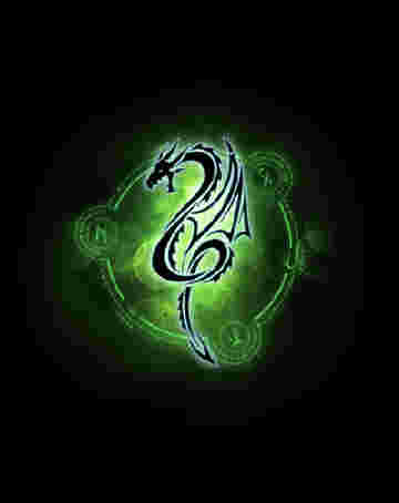 Dragon tribal au milieu d'un cercle vert