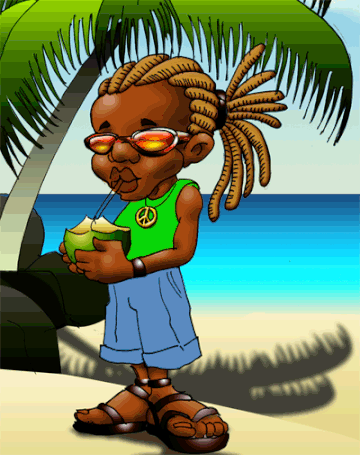 Rasta boit du lait de coco sur la plage